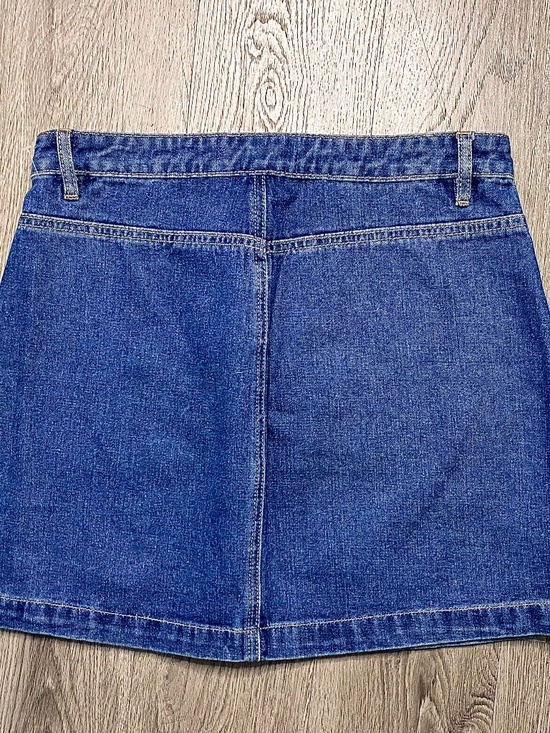 Denim Mini Skirt High Rise 1/2 Length ORing Zipper - Picture 2 of 7